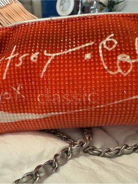 Betsey Johnson Orange Crossbody Bag with Silver Chain